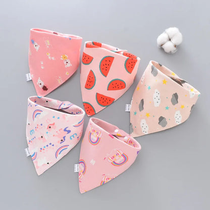 5pcs Pure Cotton Bandana Waterproof Bibs Baby Saliva Towel Triangle Scarf Newborn Boys Girls Absorbent Cloth Bib Saliva Scarf