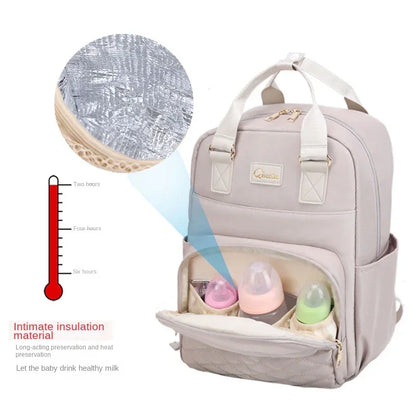 New Mommy Diaper Bags with Diaper Pad Nursing Bags Maternity USB Multifunctional Portable Large Baby Stroller Hanging Bag