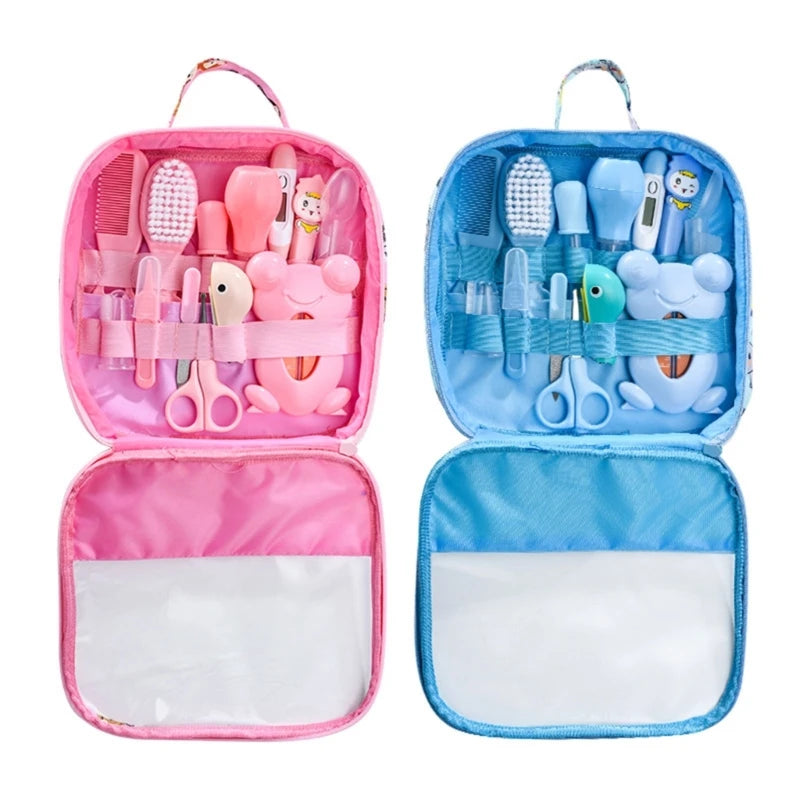 8/13Pcs/set Newborn Baby Care Kit Kid Toiletries Baby Kids Nail Hair Health Care Thermometer Grooming Brush Kit Clipper Scissor