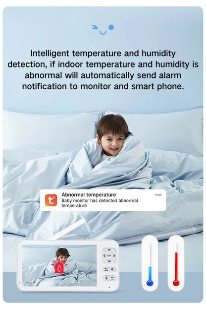 TUYA 5 Inch Video Baby Monitor with Camera PTZ Zoom 3MP Babyphone Cam Security Protection Surveillance Cam Temperature Sensor