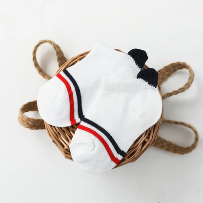 5Pairs/lot 0-12Y Cute Lovely Short Baby Socks Children Sock Red Heart Girls Cotton Mesh Cute Newborn Boy Toddler White Sock