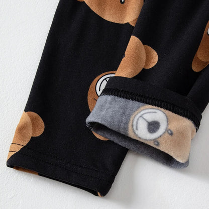 2-piece 2024 new autumn children's cute bear long-sleeved trousers suit boy leisure and comfortable home cover girl Joker pajama