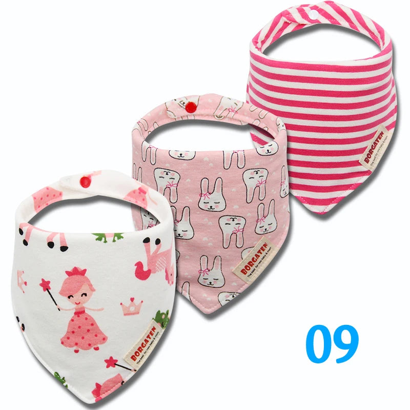 3pcs Organic Cotton Baby Scarf Muslin Burp Cloth Bandana Bibs Newborn Baby Boy Infant Girl Toddler Winter Scarf Waterproof Bib