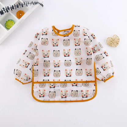 Baby Bibs Cute Children Baby Stuff Toddler Waterproof Long Sleeve Art Smock Feeding Bib Apron for Kids