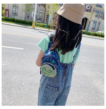 Kids Waist Bags Cartoon Dinosaur Print Outdoor Travel High Capacity Crossbody Zipper Bag Girl Boy Gift Children Chest Pouch Pack
