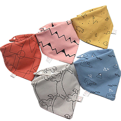 5 Pcs/Lot Baby Bandana Bibs Scarf Burp Cloths Saliva for Newborn Infant Toddler Boys Girls Kids Cartoon Triangle Cotton Bib