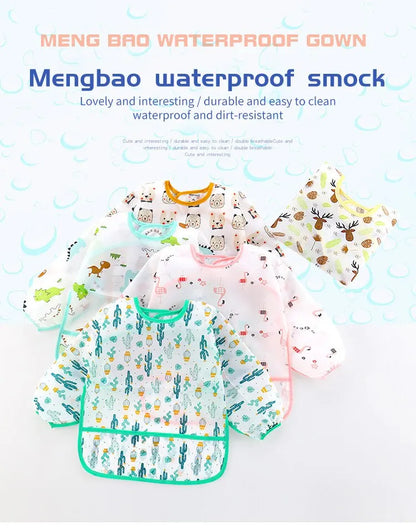 1 PCS Cute Bibs Baby Waterproof Long Sleeve Apron Animals Cartoon Kids Feeding Apron Bib Baby Stuf