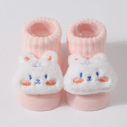 Baby Socks Spring and Autumn Soft Cotton Newborn Baby Socks in The Tube Cartoon 3D Doll Infant Boys Girls Socks 0-6 months