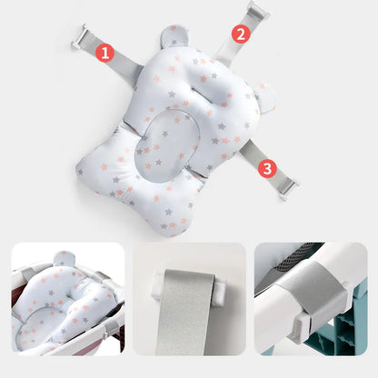 Baby Bath Seat Support Mat Foldable Baby Bath Tub Pad Chair Newborn Bathtub Pillow Infant Anti-Slip Soft Comfort Body Cushion