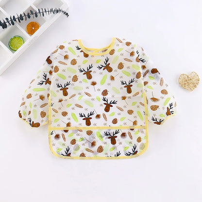 Baby Bibs Cute Children Baby Stuff Toddler Waterproof Long Sleeve Art Smock Feeding Bib Apron for Kids