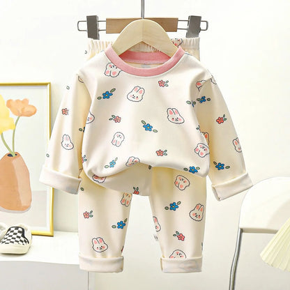 1pcs Children's Underwear Set Kids Soft Cotton Pajamas Boys Girls Baby Spring Autumn Cute Cartoon Long Sleeve Home Sleepwear