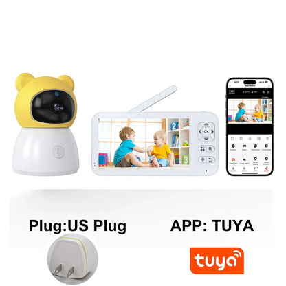 TUYA 5 Inch Video Baby Monitor with Camera PTZ Zoom 3MP Babyphone Cam Security Protection Surveillance Cam Temperature Sensor