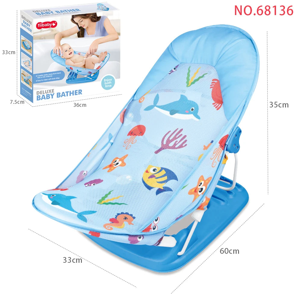 Summer Deluxe Baby Bather Seat Comfort Folding Baby Bather Rocking Chair Baby to Toddler Bath Tub - No-Slip Seat