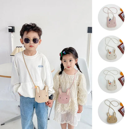 New Cartoon Animal Kids Mini Bags PU Leather Shoulder Bag Cute Bunny Bag for Children Soft Bunny Kids Toddler Girls Boy Purse