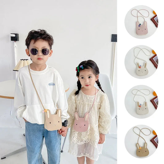 New Cartoon Animal Kids Mini Bags PU Leather Shoulder Bag Cute Bunny Bag for Children Soft Bunny Kids Toddler Girls Boy Purse