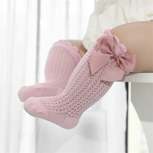 1/3Pairs Baby Girl Socks Toddler Big Bow Cotton Summer Mesh Infant Knee Socks Newborn Long Princess Socks For Girls 0-24Month