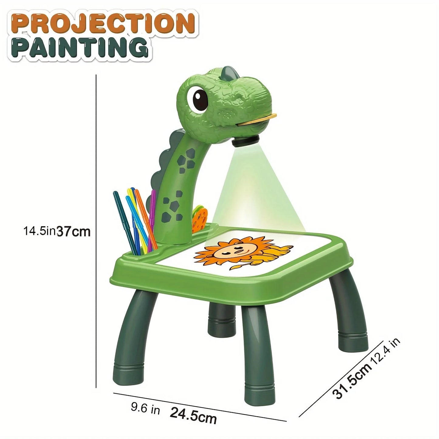 Children's projection painting table, pony shape, graffiti drawing board, electric with music, wipeable drawing board, baby earl