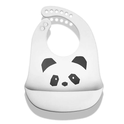 Cartoon Waterproof Soft Silicone Baby Bibs Adjustable Toddler Feeding Food Catcher Roll up Pocket Feeding Stuff Apron