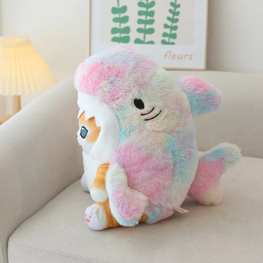 22/33/55cm Cat Shark Kawaii Room Decoration Cartoon Toys For Children Huggable Pillow Christmas Gift Sofa Cushion