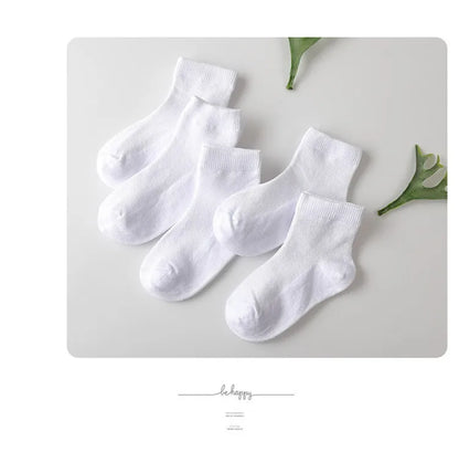 5 Pairs/Lot Children Cotton Socks Boy Girl Baby Fashion Solid Wild Soft Breathable For 1-12 Years Summer Kids Casual Mesh Socks