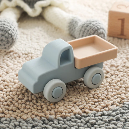 Montessori Baby Silicone Car Toys 0 12 Months Newborn Baby Things Silicone Baby Teether Toy Car  Educational Toy Silicone Blocks