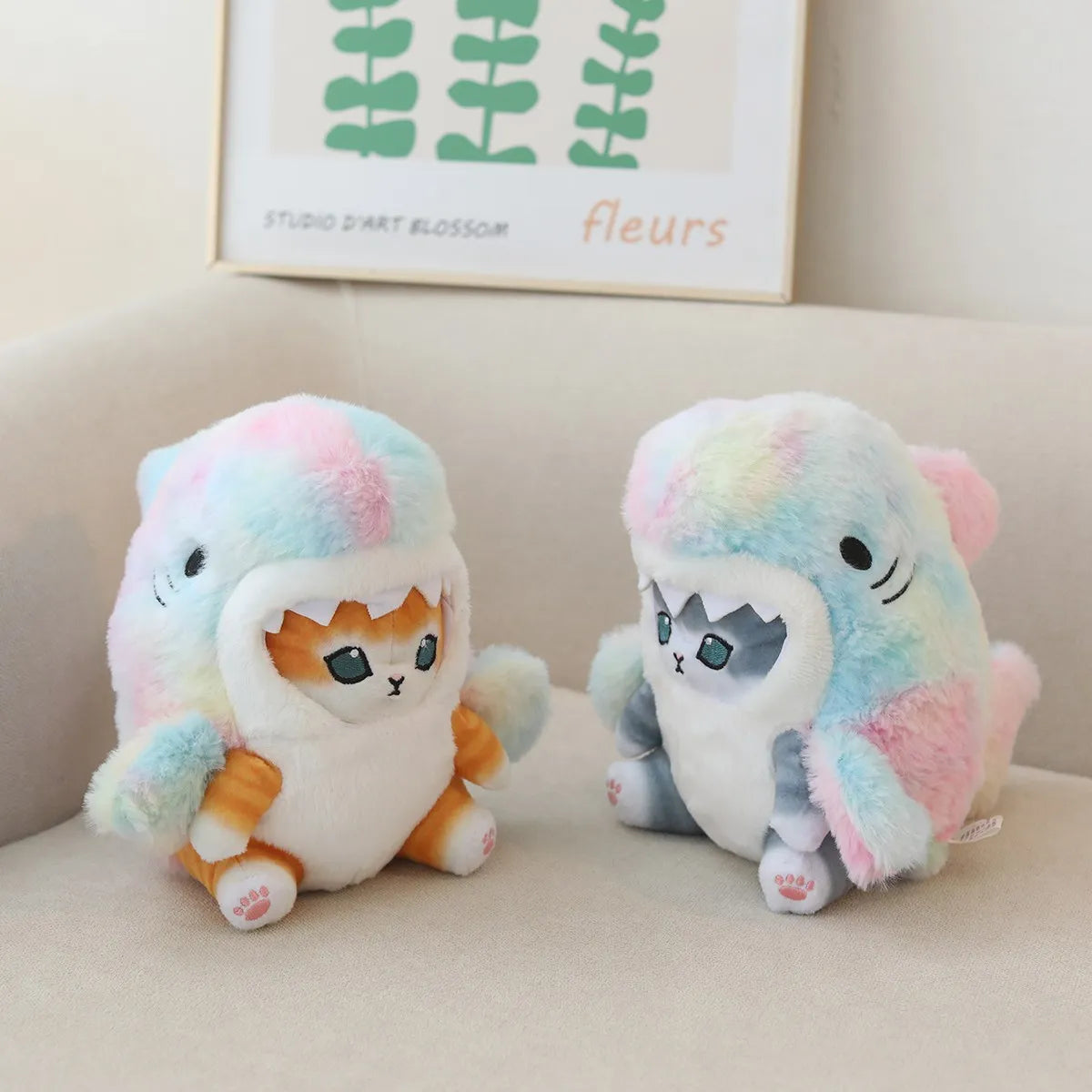 22/33/55cm Cat Shark Kawaii Room Decoration Cartoon Toys For Children Huggable Pillow Christmas Gift Sofa Cushion