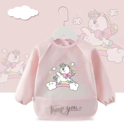 Baby Food Overalls Waterproof Children's Bibs Boys And Girls Drool Towel Four Seasons Long Sleeve No-Wash Apron