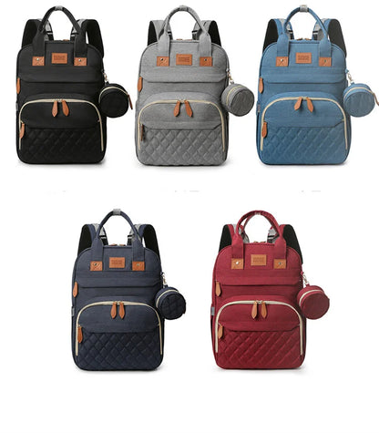 Folding Mommy Bag with USB Port and Shade Cloth Mosquito Net Portable Folding Crib Bed Multi Function Pee Pad Mother Baby Bag
