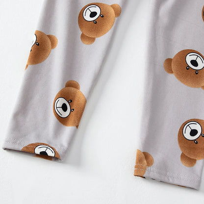 2-piece 2024 new autumn children's cute bear long-sleeved trousers suit boy leisure and comfortable home cover girl Joker pajama
