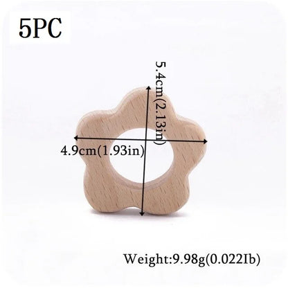 Let's Make 5pcs Wholesale Wooden Teether Rodent Pacifier Pendant Wooden Toys DIY Baby Necklace Gift BPA Free Beech Hedgehog Bird