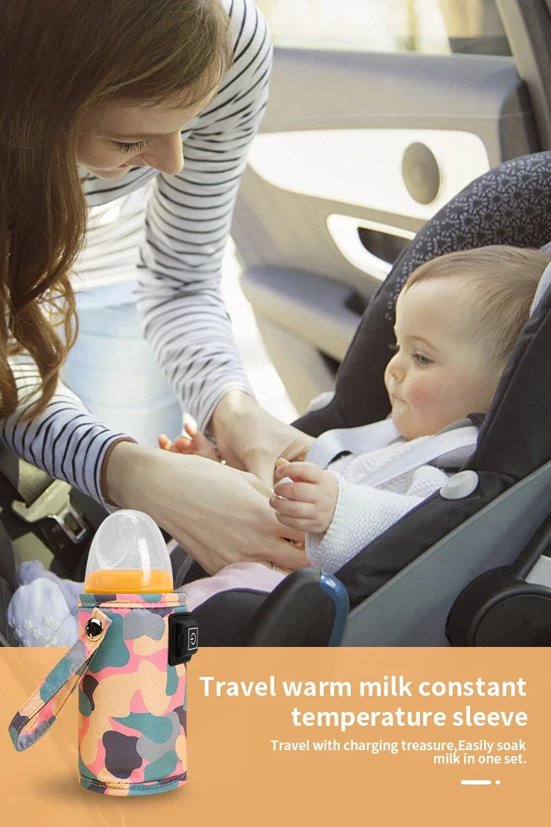 USB Milk Water Warmer Travel Stroller Insulated Bag Baby Nursing Bottle Heater Newborn Infant Portable Bottle Feeding Warmers