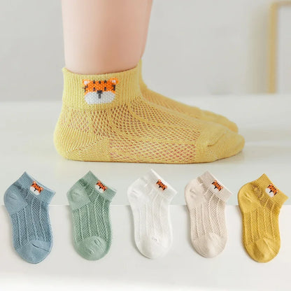 5 PAir Set Children Socks Summer Fishnet Boy Socks Spring Summer Thin Mesh Boat Socks Boys Girls Short Socks