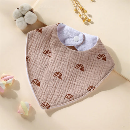 New Baby Cartoon Animal Triangle Bib Pure Cotton Waterproof Boy Girl Kid Printed Saliva Towel Newborn Infant Anti Spitting Cloth