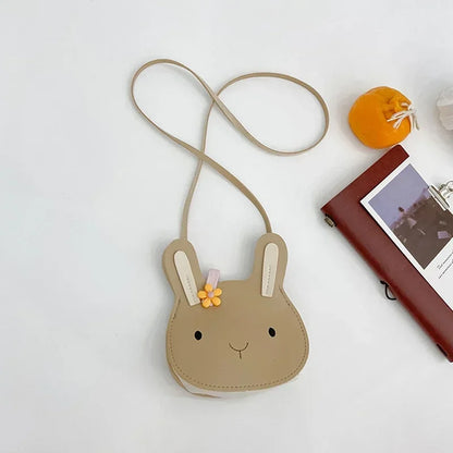 New Cartoon Animal Kids Mini Bags PU Leather Shoulder Bag Cute Bunny Bag for Children Soft Bunny Kids Toddler Girls Boy Purse