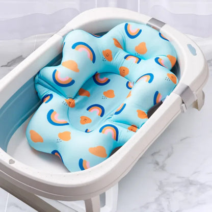 Baby Bath Seat Support Mat Foldable Baby Bath Tub Pad Chair Newborn Bathtub Pillow Infant Anti-Slip Soft Comfort Body Cushion