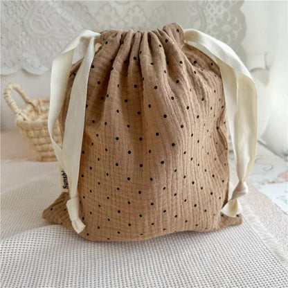Printed Flower Mommy Bag Baby Diaper Bag Cotton Nappy String Pocket Stroller Carry Pack Travel Outdoor Diaper Storage Bag