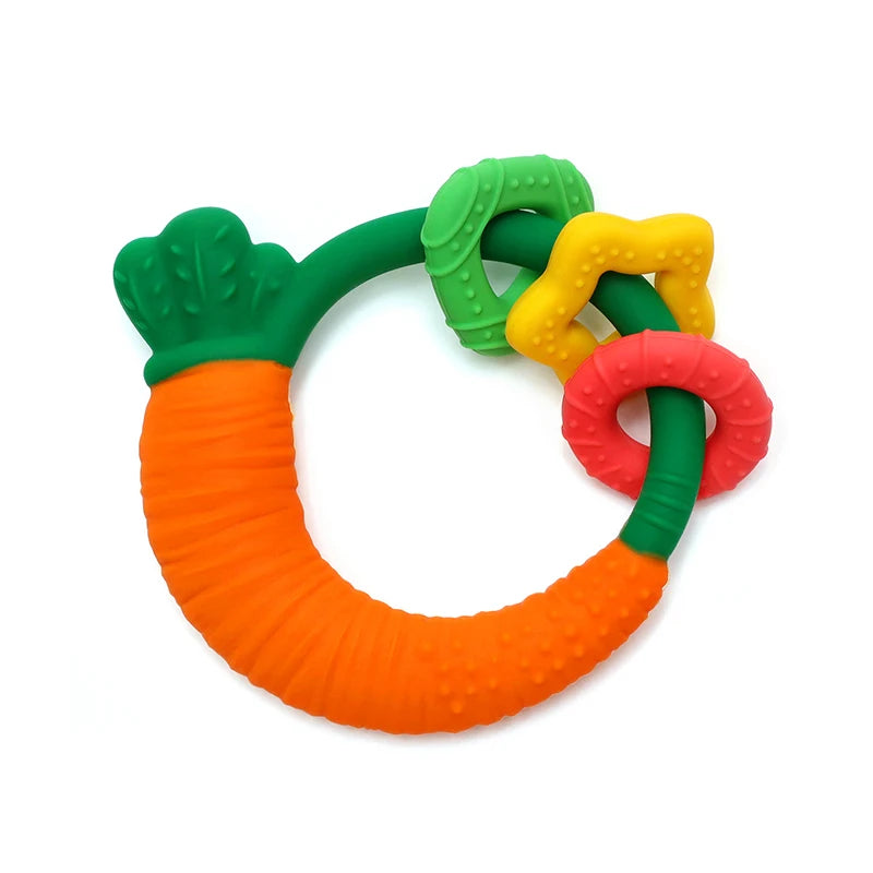 Food Grade Baby Silicone Teethers BPA Free Cartoon Carrot Infant Teething Chew Toys for Boys Girls Shower Gift Baby Accessories