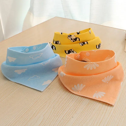 Baby Cotton Feeding Apron Triangle Bibs Girls Boys Cartoon Feeding Scarf Bib Collar Bib Burp Cloth Bandana Saliva Towel