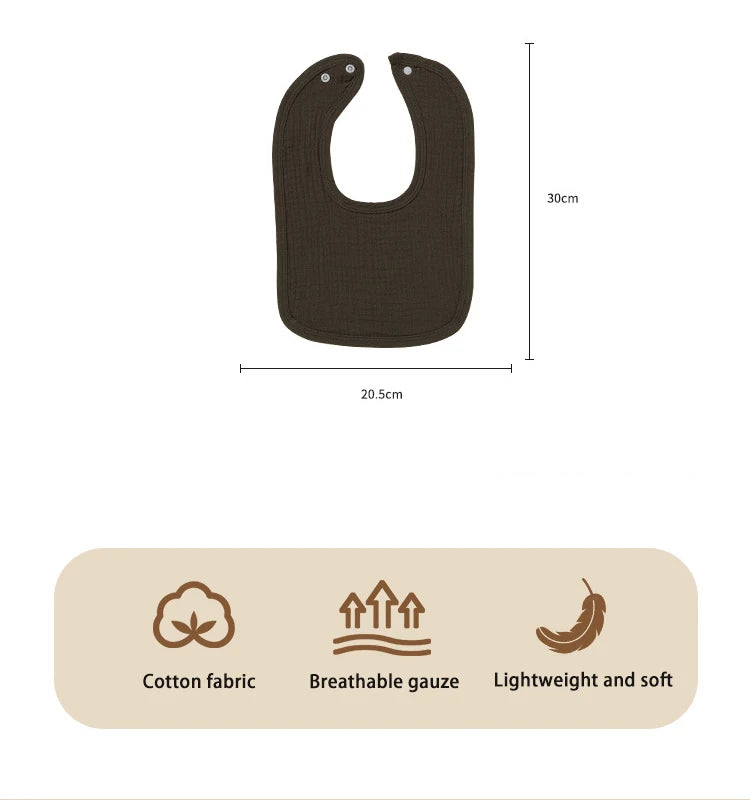 Cotton Gauze Baby Bibs Autumn New Solid Color Infant Bib Newborn Burp Cloths for Kids Boy Girl Spring Soft Feeding Saliva Towel