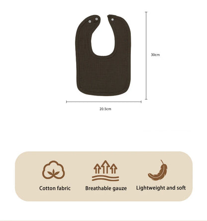 Cotton Gauze Baby Bibs Autumn New Solid Color Infant Bib Newborn Burp Cloths for Kids Boy Girl Spring Soft Feeding Saliva Towel