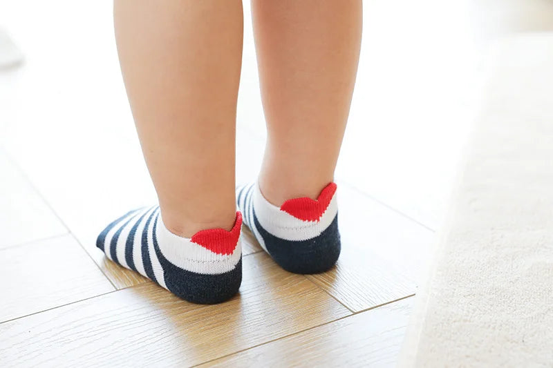 5Pairs/lot 0-12Y Cute Lovely Short Baby Socks Children Sock Red Heart Girls Cotton Mesh Cute Newborn Boy Toddler White Sock
