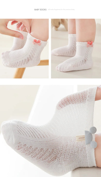4Pairs/Lot Summer Baby Mesh Thin Socks Cartoon Soft Cotton Newborn Sock Princess Infant Toddler Girls Cute Breathable Socks