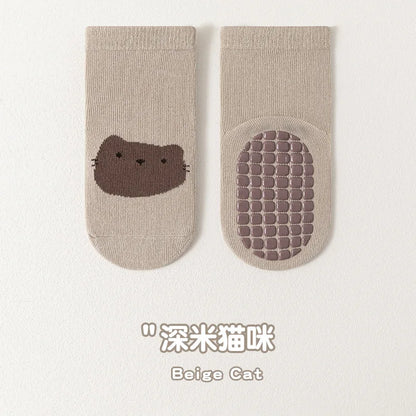 6/1 Pairs Autumn And Winter Large Area Dot Glue Baby Trampoline Socks, Baby Little Kids Non-slip Floor Socks Large Cartoon Strai