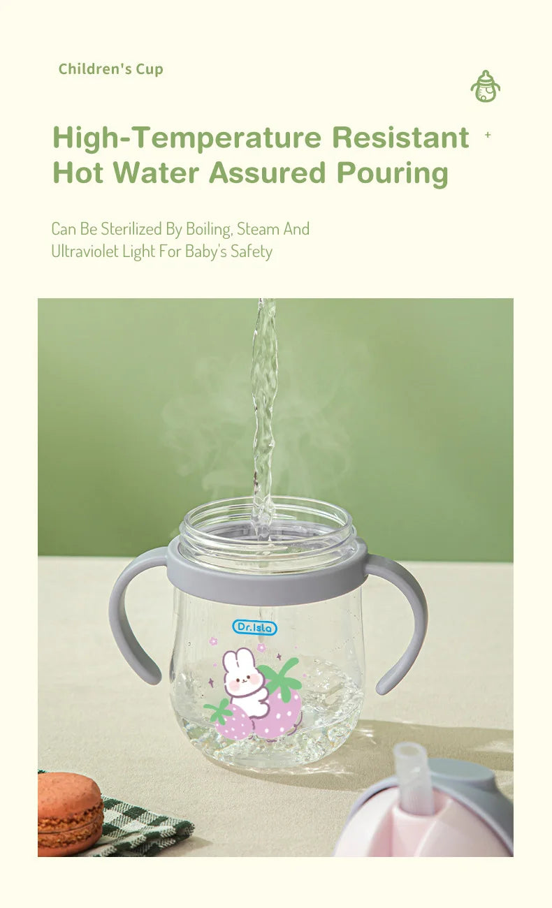 250ml Baby Feeding Cup with Straw Children Learn Feeding Drinking Bottle Animal Design Kids Training Cup with Straw BPA Free