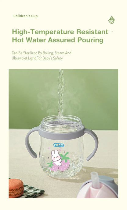 250ml Baby Feeding Cup with Straw Children Learn Feeding Drinking Bottle Animal Design Kids Training Cup with Straw BPA Free