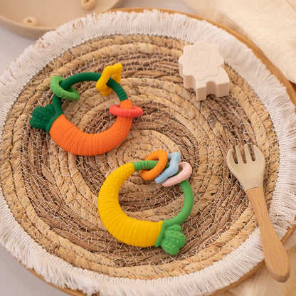 Food Grade Baby Silicone Teethers BPA Free Cartoon Carrot Infant Teething Chew Toys for Boys Girls Shower Gift Baby Accessories