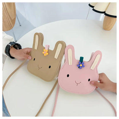 New Cartoon Animal Kids Mini Bags PU Leather Shoulder Bag Cute Bunny Bag for Children Soft Bunny Kids Toddler Girls Boy Purse