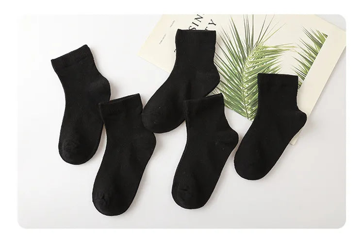 5 Pairs/Lot Children Cotton Socks Boy Girl Baby Fashion Solid Wild Soft Breathable For 1-12 Years Summer Kids Casual Mesh Socks