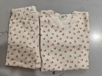 Kids Pajama Set Pure Cotton Cartoon Floral Boys Sleepwear Girls Loungewear Suit Children Sleep Set 1-6Y