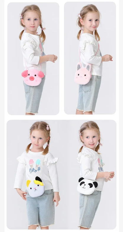 Cartoon Plush Crossbody Bag for Children Cute Animal Bear Coin Wallet Boys and Girls Mini Shoulder Bag Kawaii Plush Purses